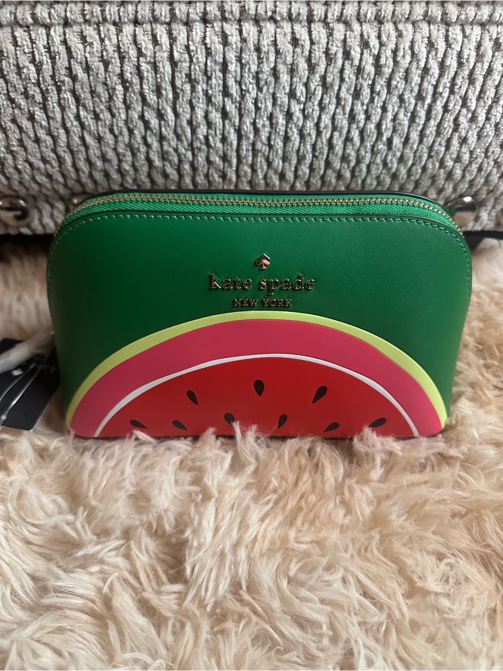 NWT Kate Spade green and pink watermelon cosmetic pouch